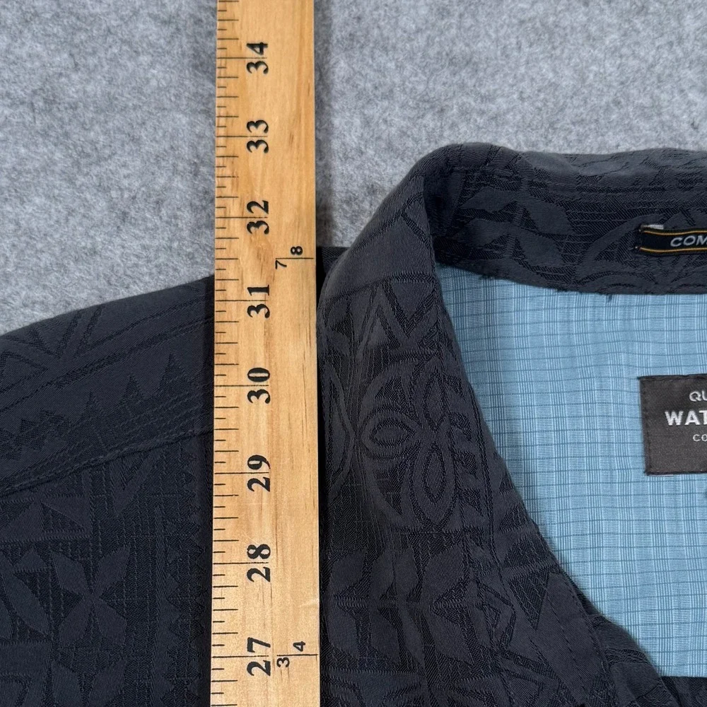 Quiksilver Waterman Aganoa Bay Shirt Mens XXL EUC Black Tribal Camp Short Sleeve - Picture 5 of 11